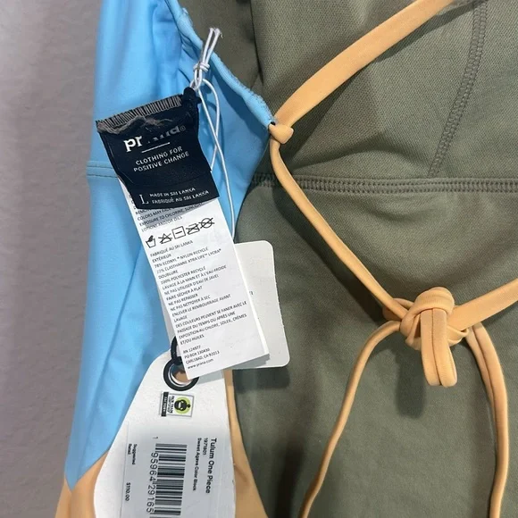 NEW Prana Tulum One-Piece Swimsuit Sweet Agave Color Block Size L - Picture 5 of 5